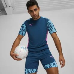 Voetbalkleding-Puma IndividualFinal Jersey voetbalshirt heren ocean  tropic bright aqua