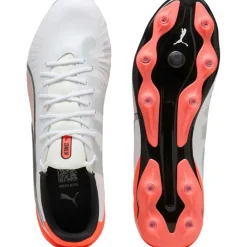 Puma King Match FG - AG voetbalschoenen white silver glowing red< Voetbalschoenen