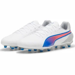 Puma KING MATCH FG AG voetbalschoenen heren white bluemazing flat light grey< Voetbalschoenen