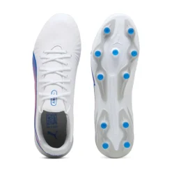 Puma KING MATCH FG AG voetbalschoenen heren white bluemazing flat light grey< Voetbalschoenen