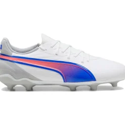 Puma KING MATCH FG AG voetbalschoenen junior white bluemazing flat light grey< Voetbalschoenen