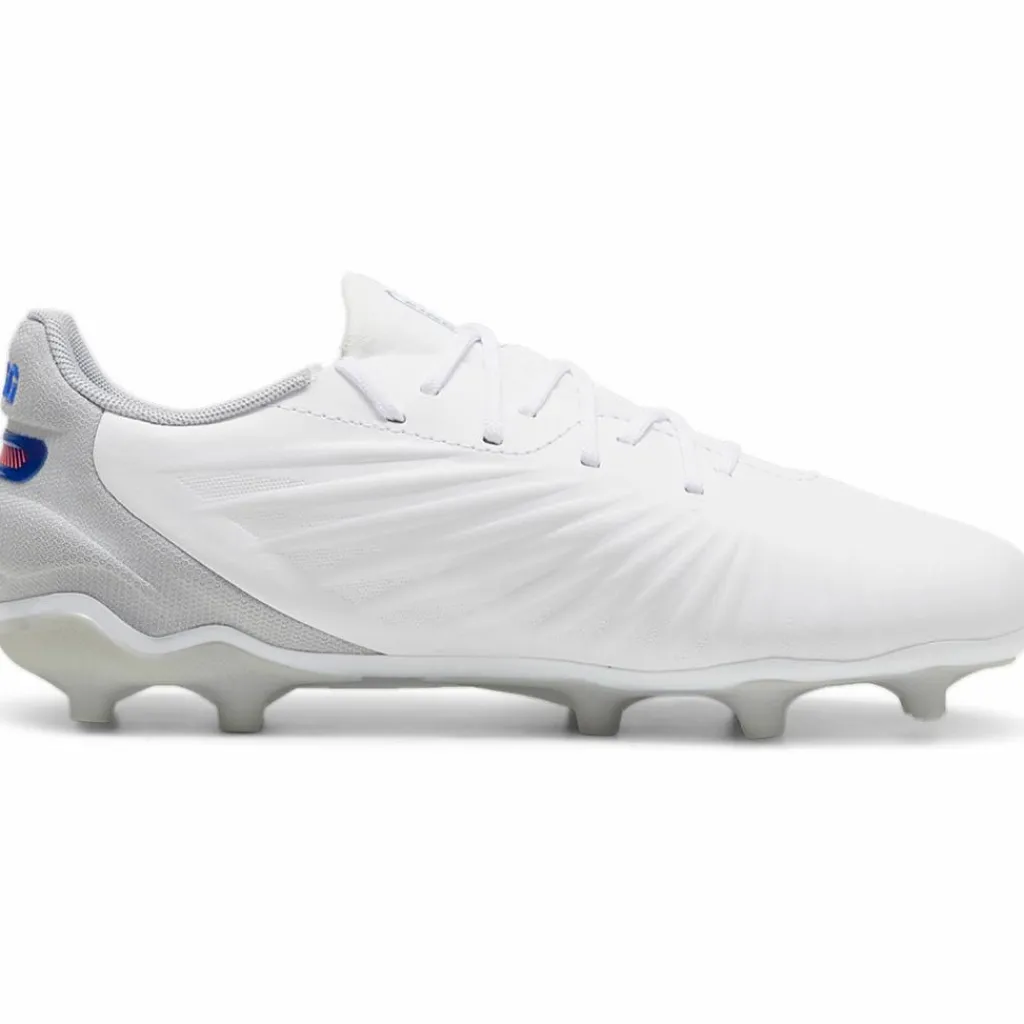 Puma KING MATCH FG AG voetbalschoenen junior white bluemazing flat light grey< Voetbalschoenen
