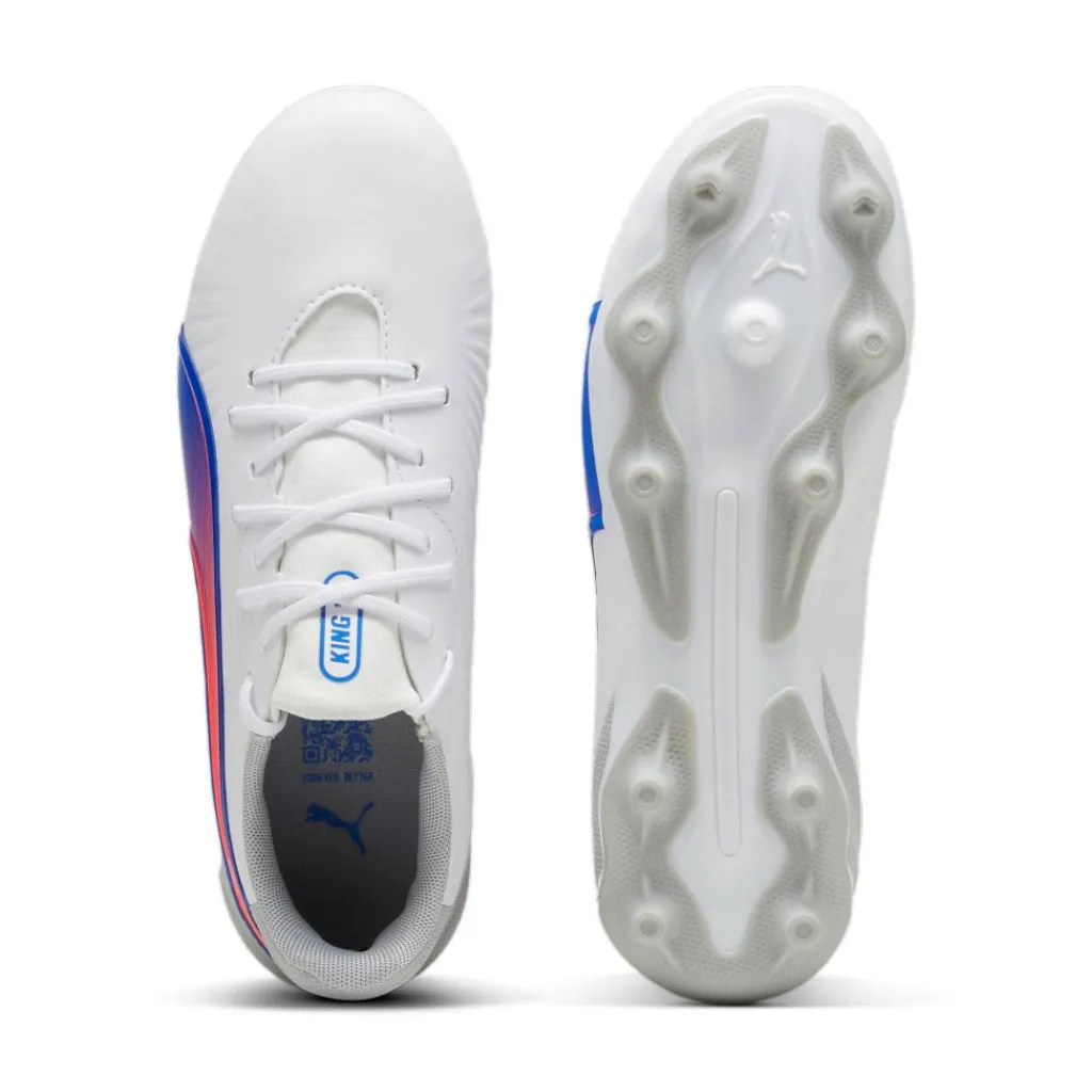 Puma KING MATCH FG AG voetbalschoenen junior white bluemazing flat light grey< Voetbalschoenen