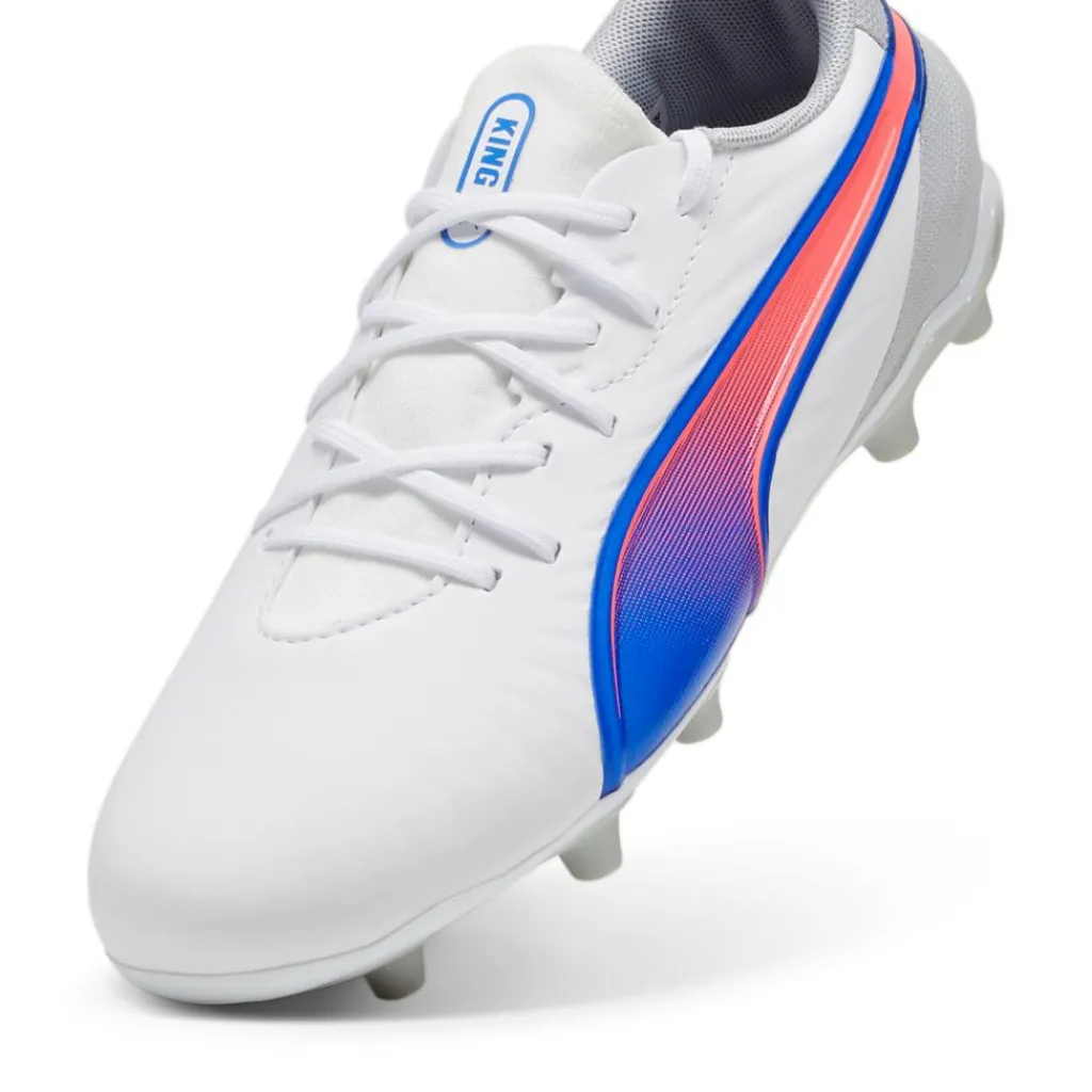 Puma KING MATCH FG AG voetbalschoenen junior white bluemazing flat light grey< Voetbalschoenen