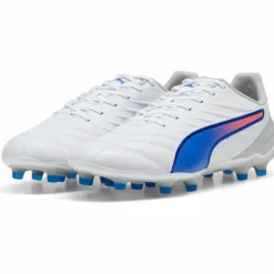 Puma KING PRO FG AG voetbalschoenen heren white bluemazing flat light grey< Voetbalschoenen