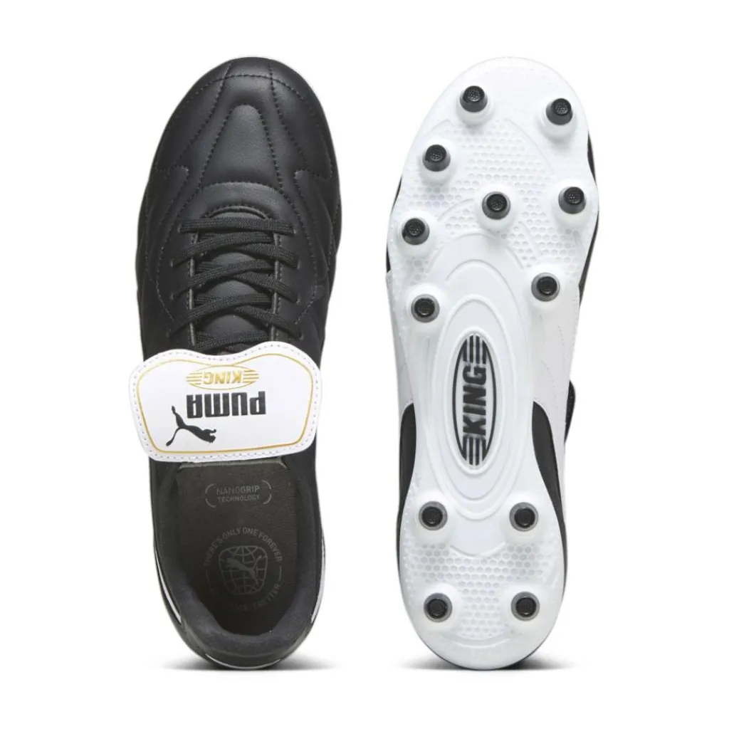 Puma KING TOP FG AG voetbalschoenen heren black white gold< Voetbalschoenen