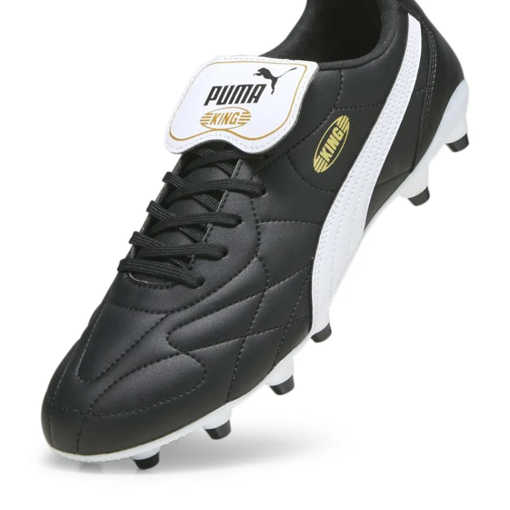 Puma KING TOP FG AG voetbalschoenen heren black white gold< Voetbalschoenen
