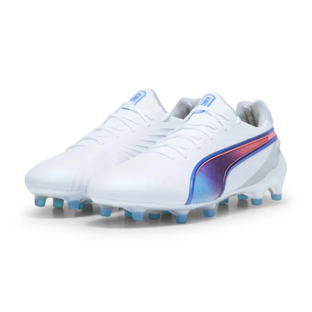 Puma KING ULTIMATE FG AG voetbalschoenen dames white bluemazing flat light grey sunset glow< Voetbalschoenen