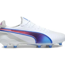Voetbalschoenen-Puma KING ULTIMATE FG AG voetbalschoenen heren white bluemazing flat light grey sunset glow
