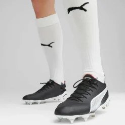 Puma King Ultimate MxSG voetbalschoenen heren   black white fire orchid< Voetbalschoenen