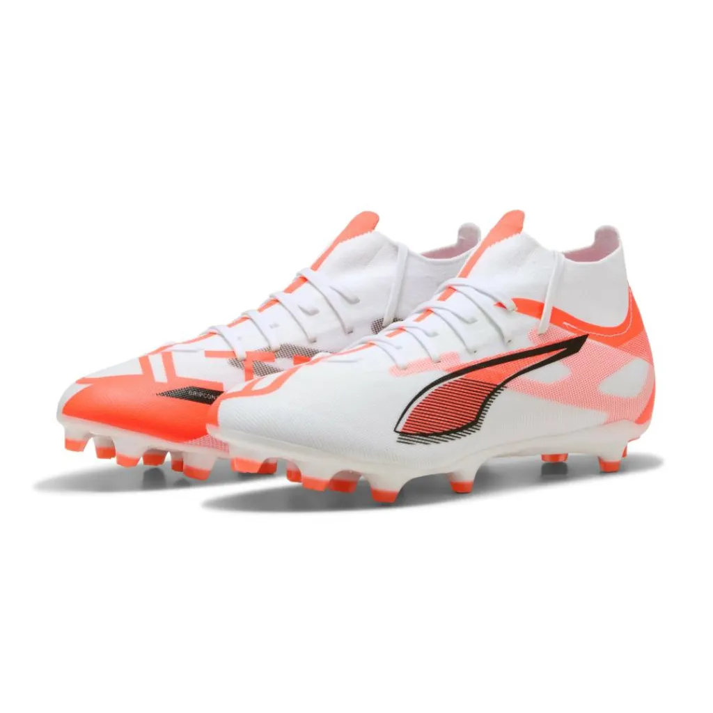 Puma ULTRA 5 MATCH+ FG AG voetbalschoenen heren white black glowing red< Voetbalschoenen