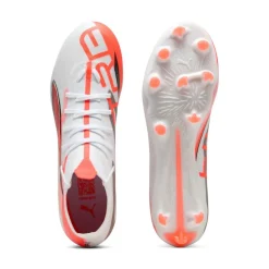 Puma ULTRA 5 MATCH+ FG AG voetbalschoenen heren white black glowing red< Voetbalschoenen