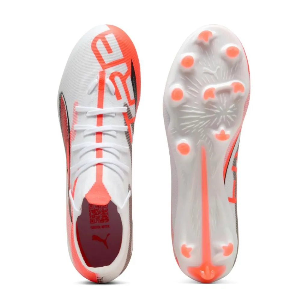 Puma ULTRA 5 MATCH+ FG AG voetbalschoenen heren white black glowing red< Voetbalschoenen