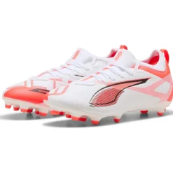 Puma ULTRA 5 MATCH FG AG voetbalschoenen junior white black glowing red< Voetbalschoenen