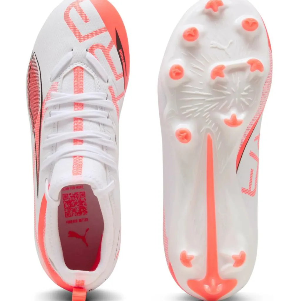Puma ULTRA 5 MATCH FG AG voetbalschoenen junior white black glowing red< Voetbalschoenen