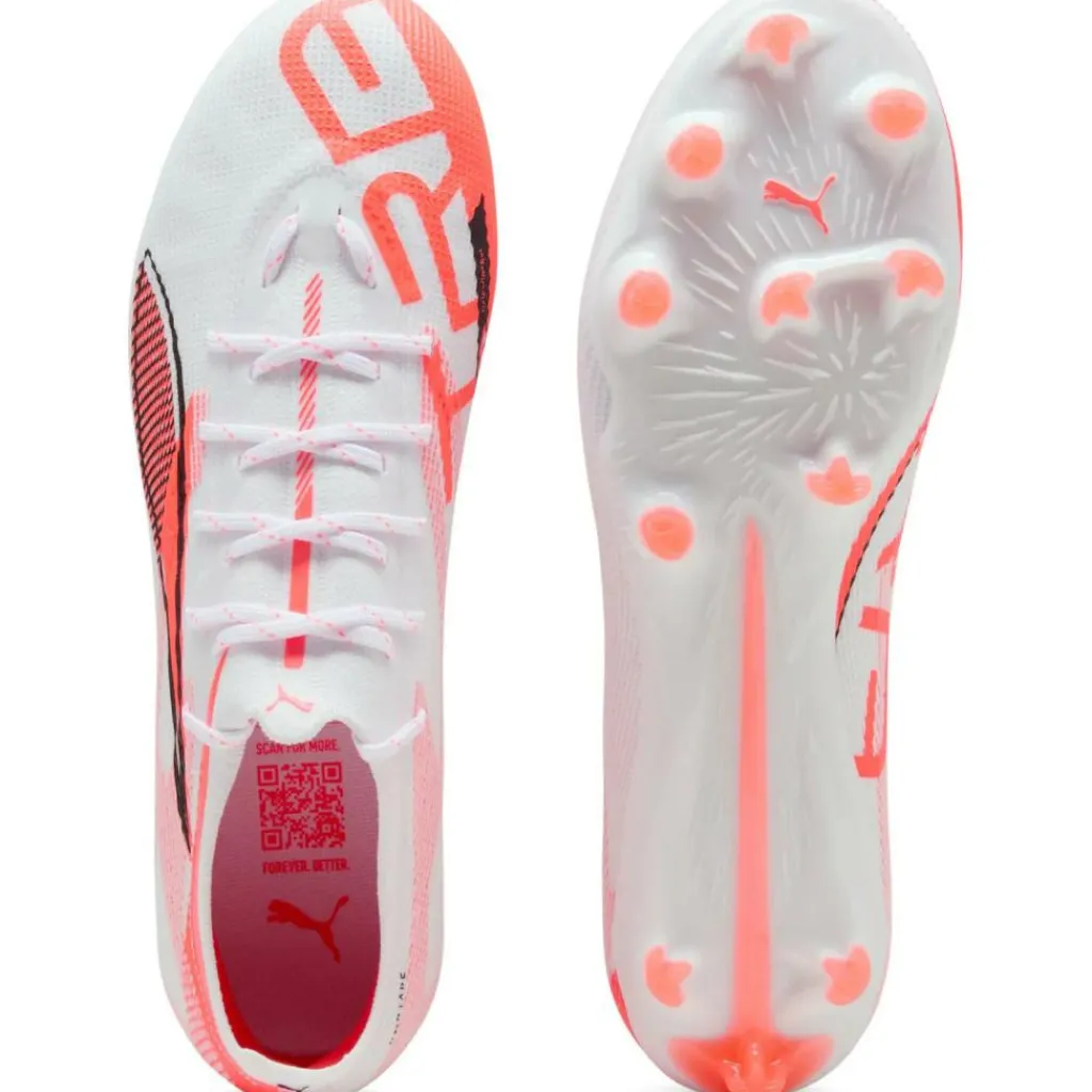 Puma ULTRA 5 PRO FG AG voetbalschoenen heren white black glowing red< Voetbalschoenen