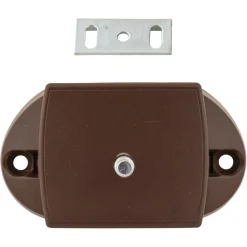 Hang- & Sluitwerk-Pushlock Binnenslot toilet en schootplaatje bruin