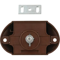 Hang- & Sluitwerk-Pushlock Binnenslot toilet en schootplaatje bruin