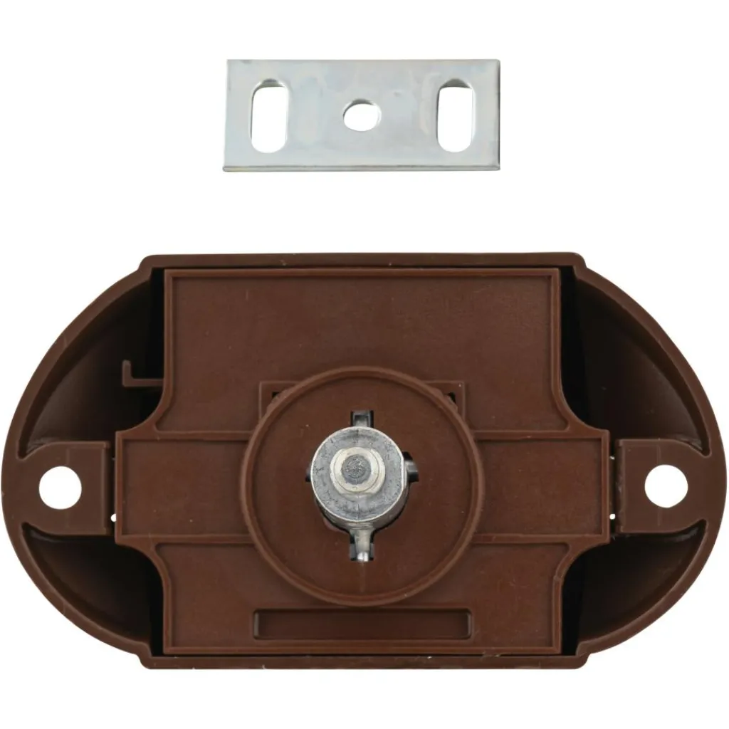 Hang- & Sluitwerk-Pushlock Binnenslot toilet en schootplaatje bruin