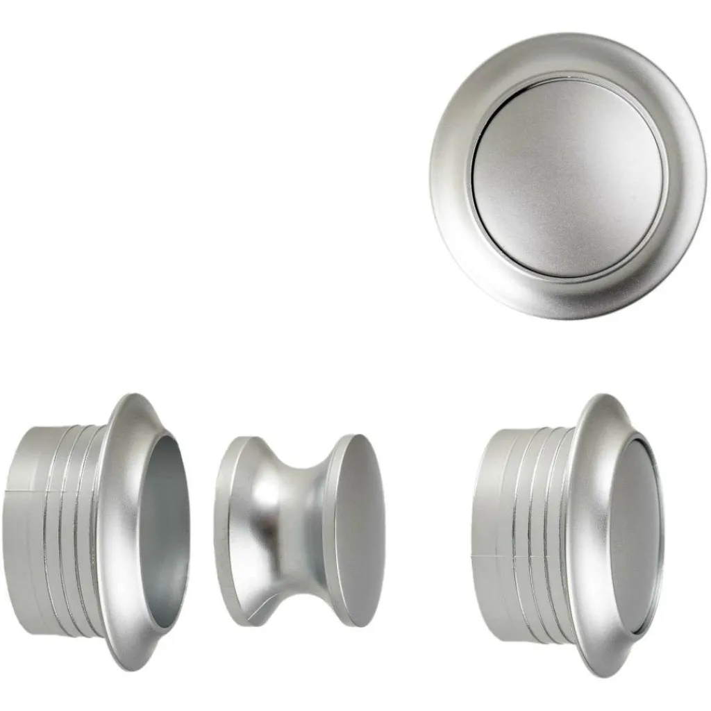 Pushlock Drukknop + buitenring maxi mat chroom< Hang- & Sluitwerk