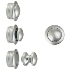 Hang- & Sluitwerk-Pushlock Drukknop + buitenring mini mat chroom