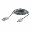 Q-Link USB - USB-C oplaadkabel textiel 1 meter zwart wit< Accu's & Batterijen
