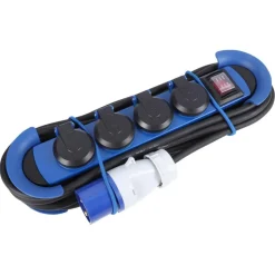 Q-Link 4-voudige CEE stekkerdoos met CMS 5 meter< Camping Elektra