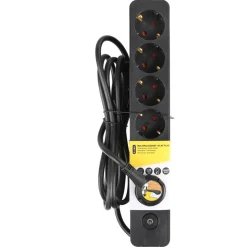 Q-Link 6-voudige stekkerdoos met schakelaar 1,5 meter  zwart< Camping Elektra