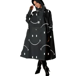 Regenkleding & -Laarzen-Rainkiss Classic Smile X Smiley regenponcho black white