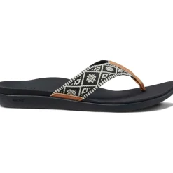 Slippers-Reef Ortho Woven slippers dames black white