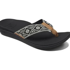 Slippers-Reef Ortho Woven slippers dames black white