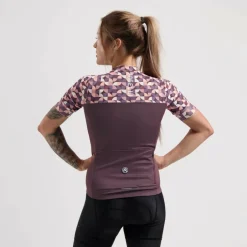 Fietskleding-Rogelli Essential Graphic fietsshirt dames bordeaux coral
