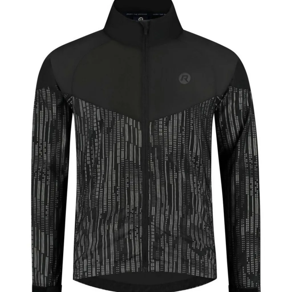 Hardloopkleding-Rogelli Essential Hi Vis hardloopjack heren zwart reflection