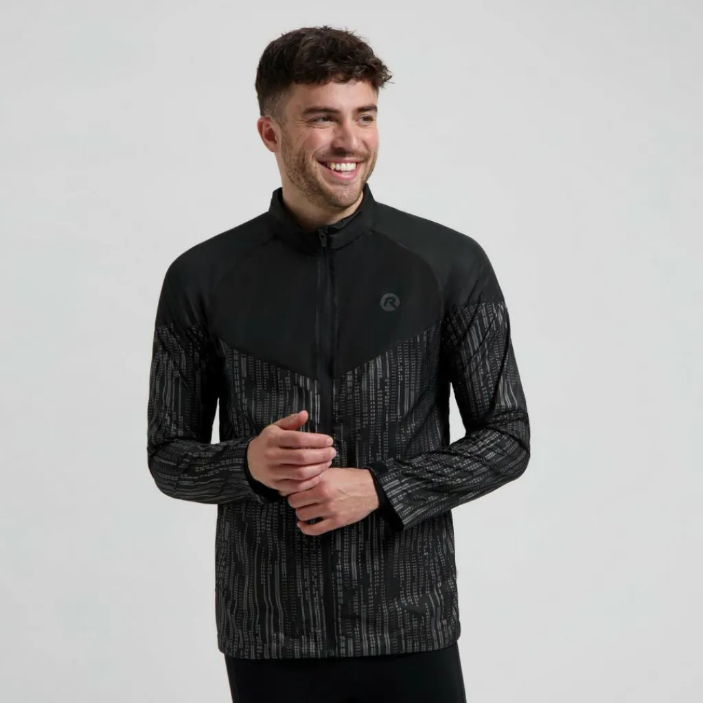 Hardloopkleding-Rogelli Essential Hi Vis hardloopjack heren zwart reflection