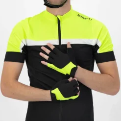Fietskleding-Rogelli Essentials fietshandschoenen heren zwart fluor  geel
