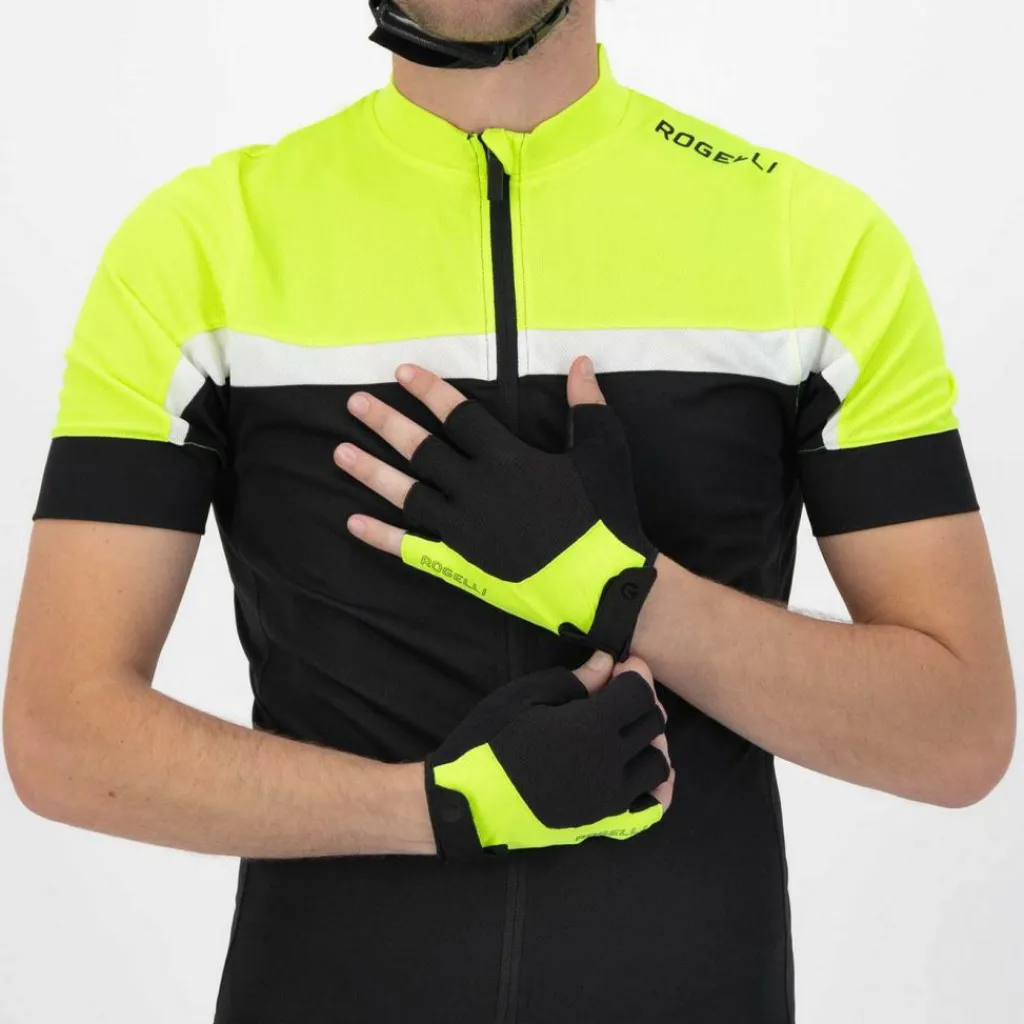 Fietskleding-Rogelli Essentials fietshandschoenen heren zwart fluor geel