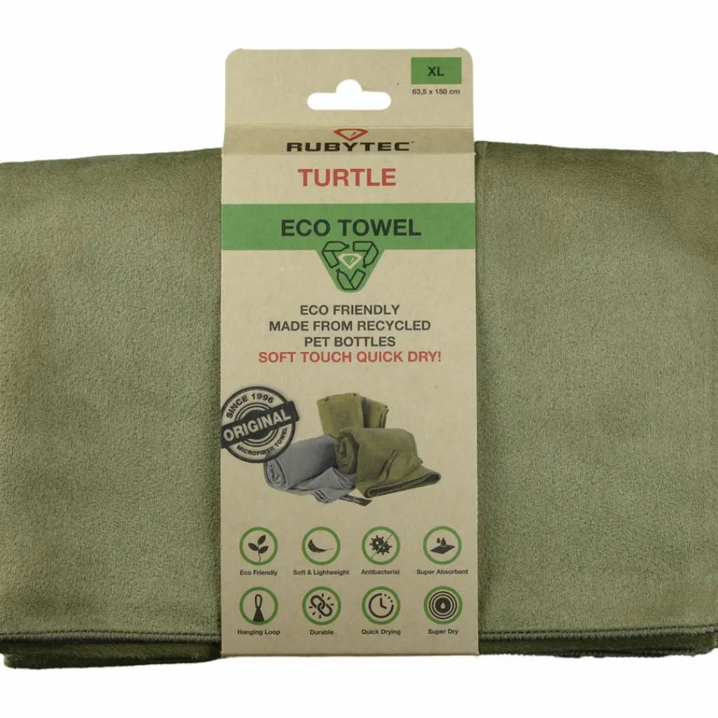 Rubytec Turtle ECO handdoek 150 x 63,5 cm green< Reishanddoeken