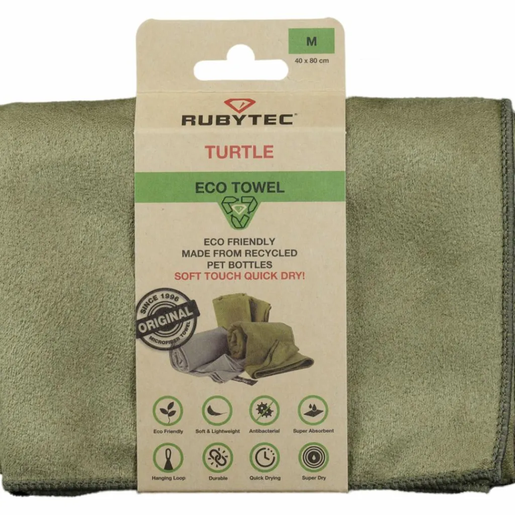 Reishanddoeken-Rubytec Turtle ECO handdoek 80 x 40 cm green