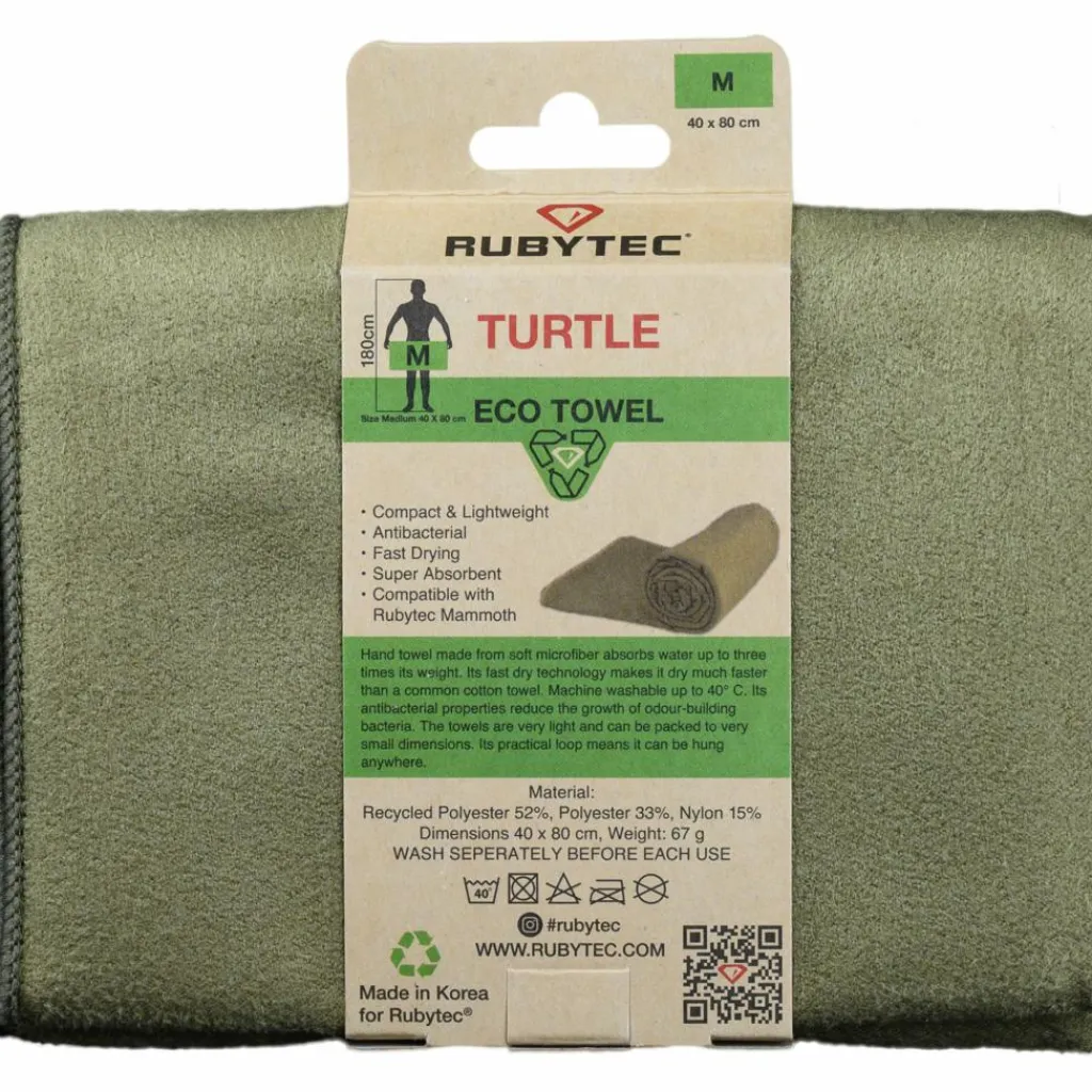 Reishanddoeken-Rubytec Turtle ECO handdoek 80 x 40 cm green