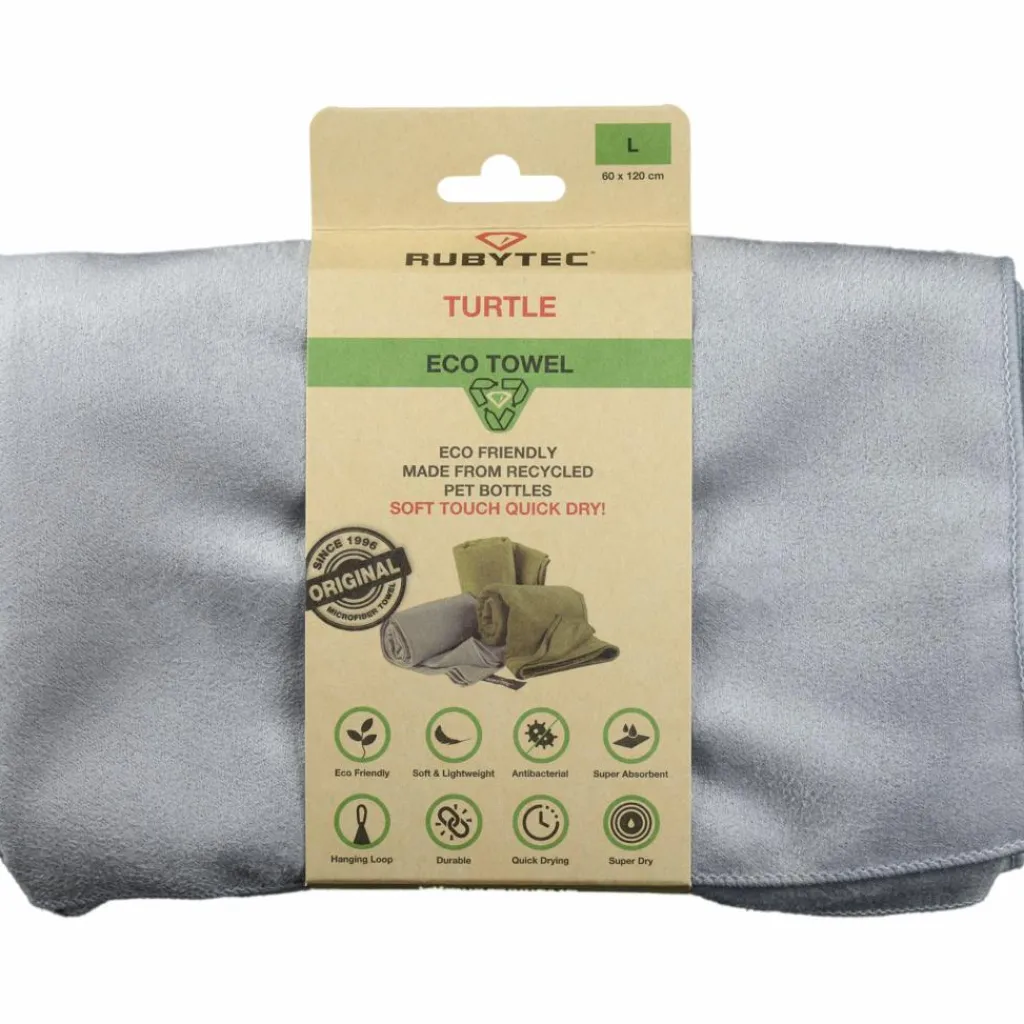 Reishanddoeken-Rubytec Turtle ECO handdoek 120 x 60 cm grey
