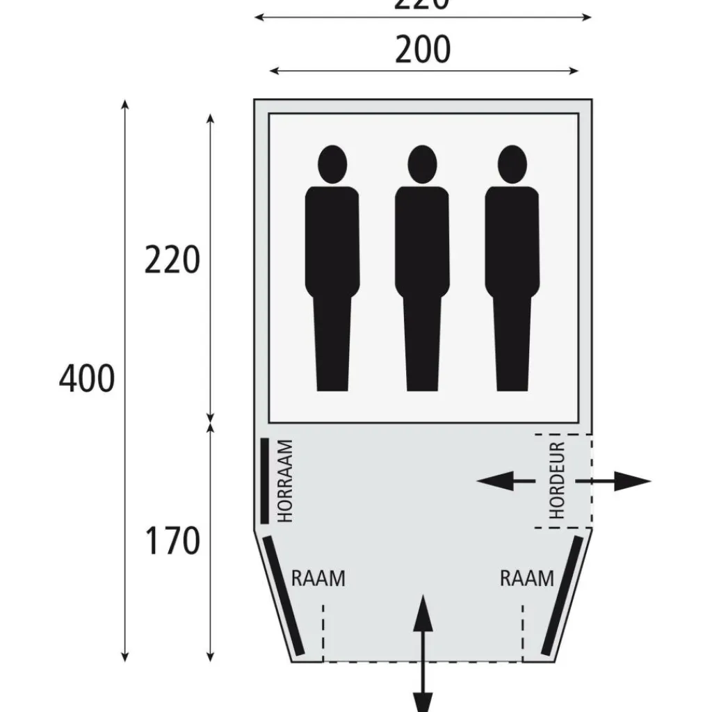 3-Persoons Tent|Tunneltenten-Safarica Blackhawk 220 TC tunneltent beige