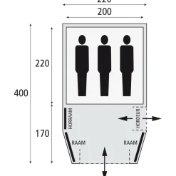 Safarica Blackhawk 220 tunneltent grey< 3-Persoons Tent|Tunneltenten