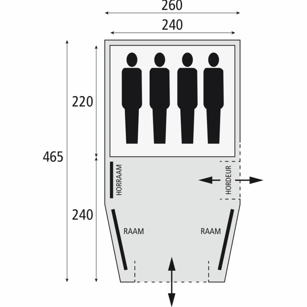 4-Persoons Tent|Tunneltenten-Safarica Blackhawk 260 tunneltent grey