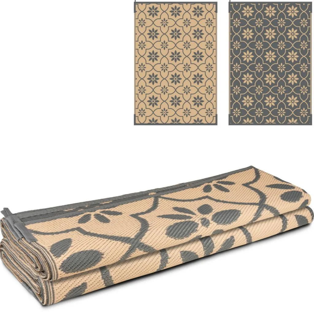 Safarica Safarimat buitenkleed 270 x 400 cm tiles grey beige< Buitenkleden & Tenttapijten