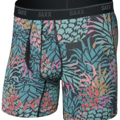 Sportondergoed-SAXX Quest Quick-Dry Mesh onderbroek heren pineapple patch-multi