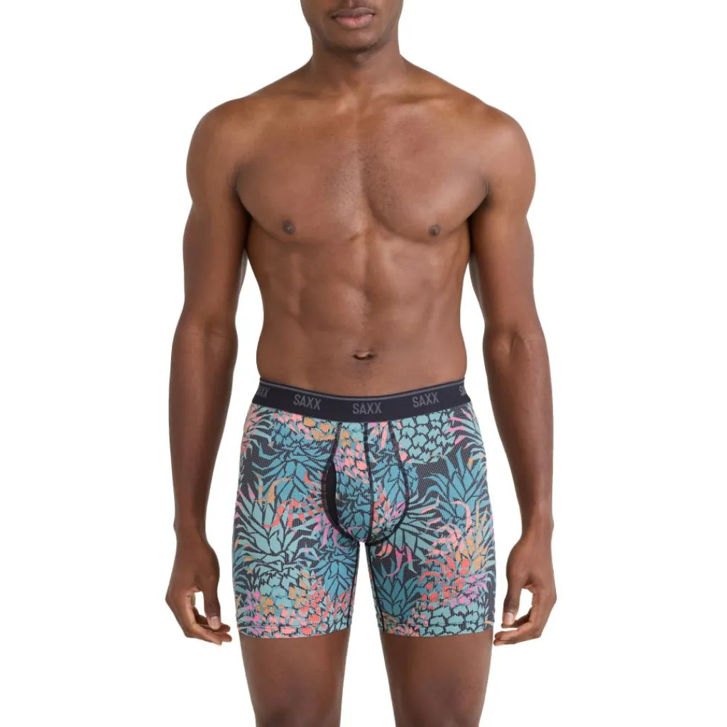 Sportondergoed-SAXX Quest Quick-Dry Mesh onderbroek heren pineapple patch-multi
