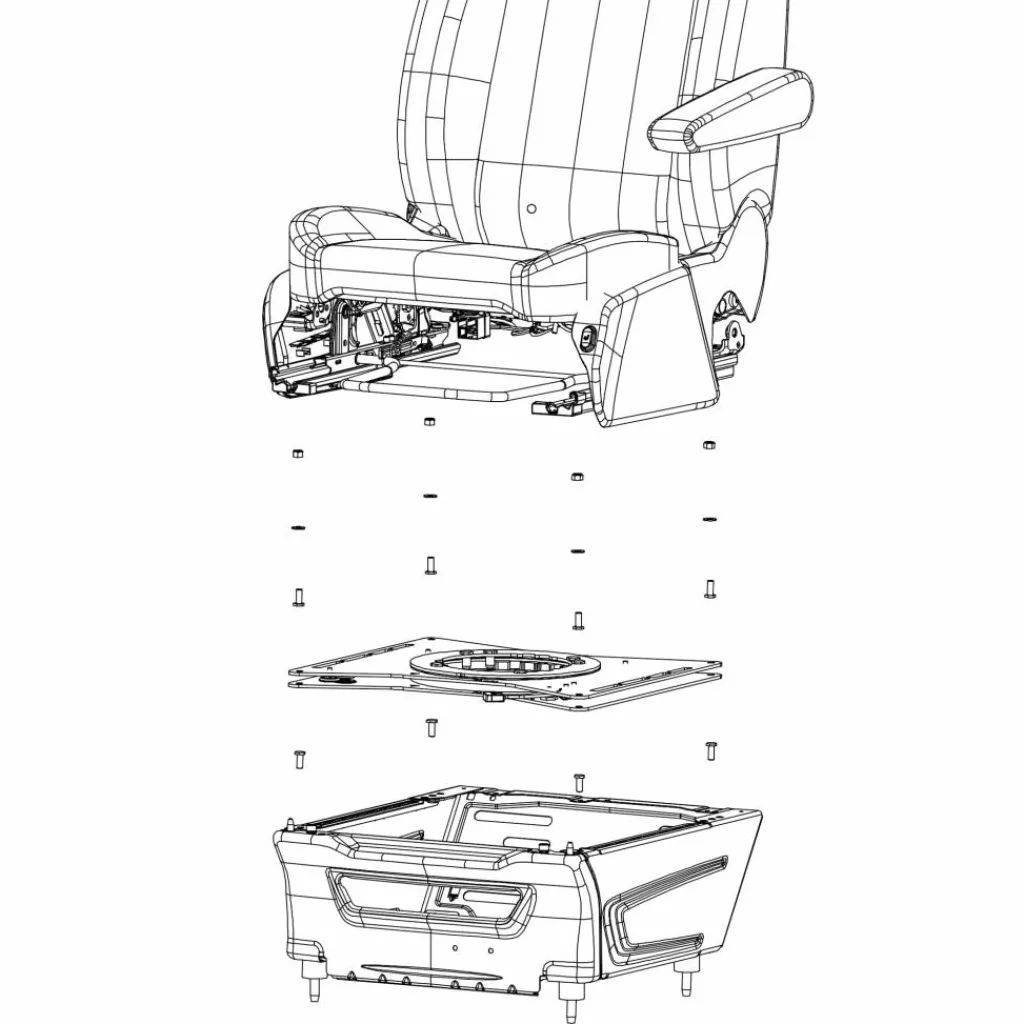 Draaiplateaus-Scopema V3 Ford Transit vanaf 2014 Ford Transit Custom van 2013 tot 2023 draaiplateau bijrijder