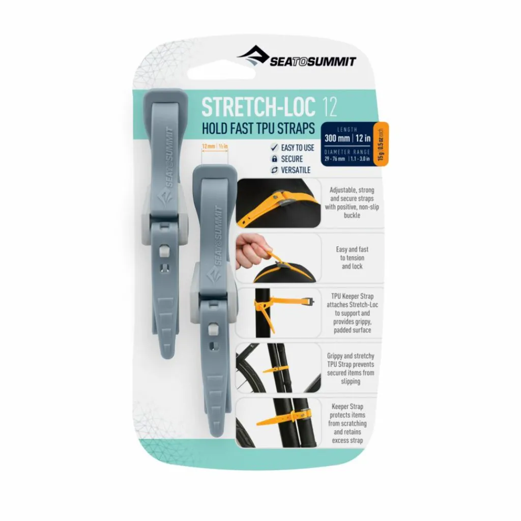 Overige Accessoires-Sea To Summit Stretch-Loc TPU straps 300 x 12 mm grey per 2 stuks