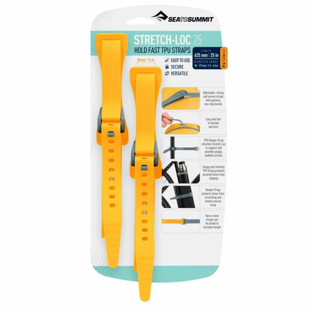 Overige Accessoires-Sea To Summit Stretch-Loc TPU straps 625 x 20 mm yellow per 2 stuks