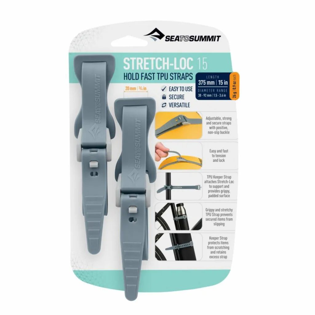 Overige Accessoires-Sea To Summit Stretch-Loc TPU straps 375 x 20 mm grey per 2 stuks